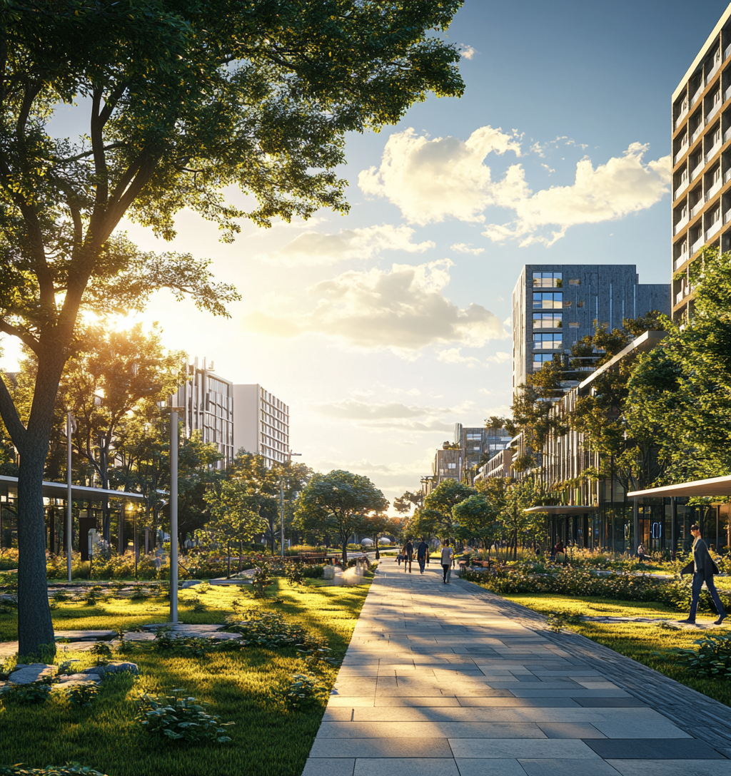 Foto de una ciudad limpia y sostenible