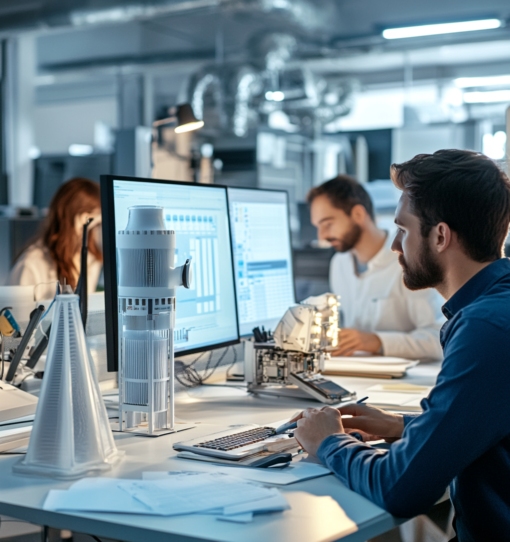 Foto de investigadores trabajando con ordenadores y filtros